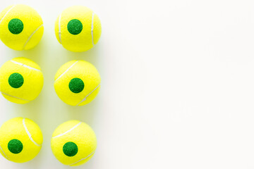 Many green tennis balls, top view. Sport games background
