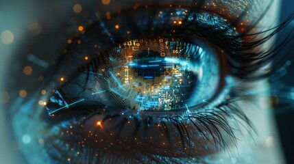 Futuristic Abstract Eye with Technological Iris Generative AI
