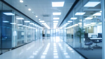 Obraz premium Blurry scene of a well-illuminated modern office without occupants 01
