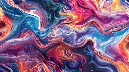 Obraz premium flowing abstract design with pink and blue multicolored waves, vibrant fluid textures and modern soft pastel tones for artistic composition 