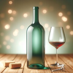 Wine bottle and glass concept illustration drink