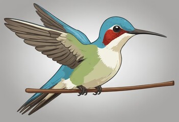 Fototapeta premium Hummingbird Elegance: Illustrated Bird in Mid-Flight