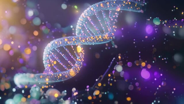 This photo showcases a 3D rendering of a complex and intricate double-stranded strand made up of multiple interconnected strands, Complex process of DNA sequencing