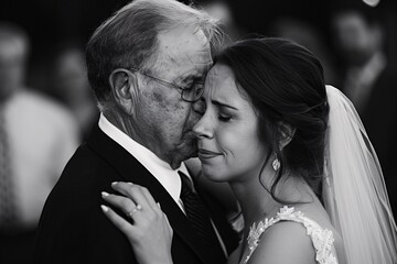 Tender moment captured between the bride and her father, their eyes filled with pride and emotion as they share a dance 02
