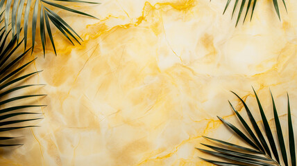 Yellow Gold Marble Floor Texture. Palm pattern. Interior marble for wall.