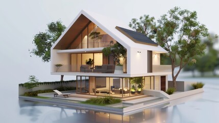 A 3d model of a sustainable eco-friendly house  AI generated illustration