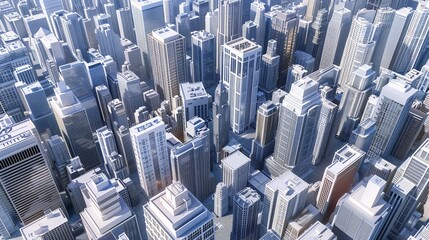 A 3d render of a bustling financial district  AI generated illustration
