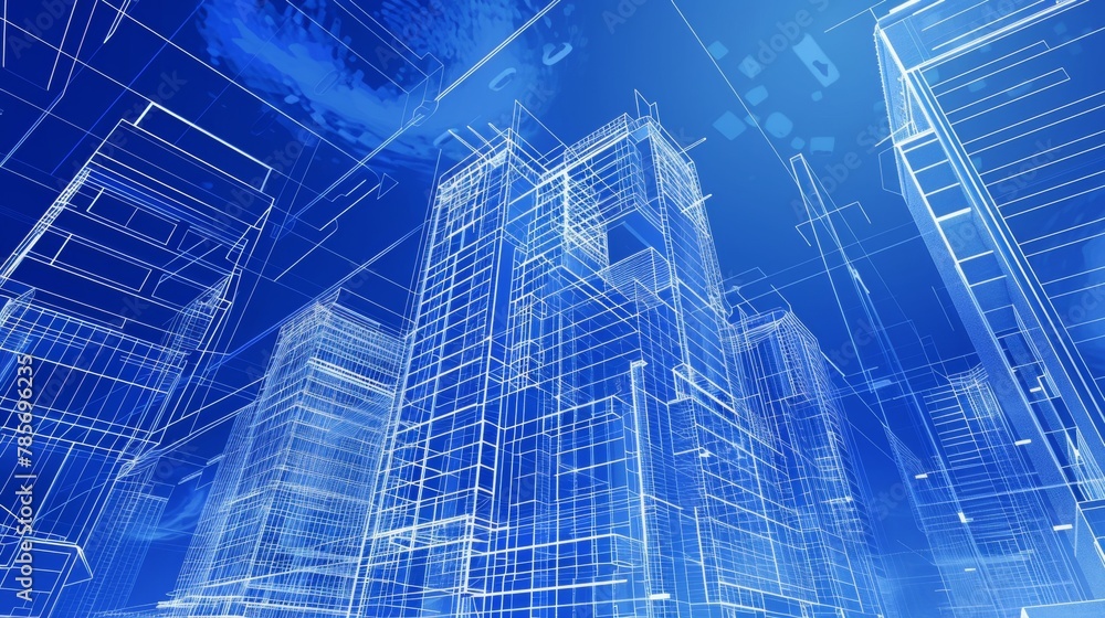 Poster a blueprint for a multi-story mixed-use development ai generated illustration
