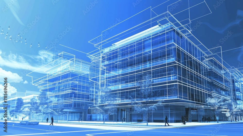 Poster a blueprint for a multi-story mixed-use development ai generated illustration