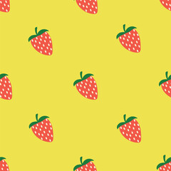 strawberry strawberry pattern, berries, yellow background