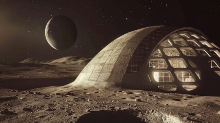 A blueprint for a self-sufficient lunar habitat  AI generated illustration