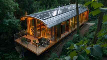 Fototapeta premium A blueprint for a self-sustaining off-grid retreat AI generated illustration