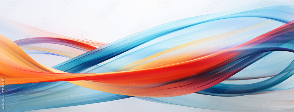 Poster abstract fluid shapes, flowing ribbons of color. dynamic abstract design. generative ai