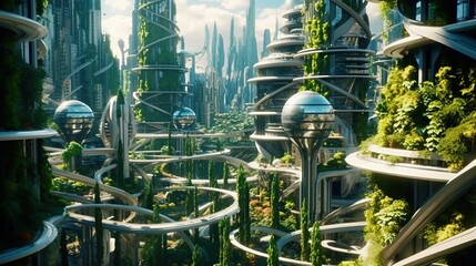 Futuristic modern scifi ecological city
