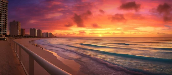 Zelfklevend Fotobehang Sunrise over beach in Cancun © KRIS