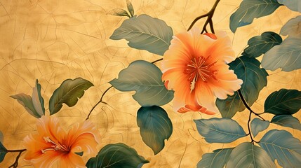 A close-up of a delicate hand-painted floral motif  AI generated illustration