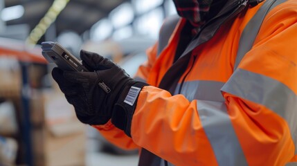 A close-up of a delivery person scanning a barcode  AI generated illustration