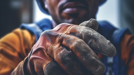 Construction worker hands with gloves