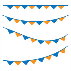 Obraz premium Carnival garland, birthday party decoration. Rainbow Pennant Banner Flags. Colorful multicolored triangular flags. Triangle flags template. 11:11