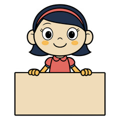 cartoon of a little girl holding a blank poster