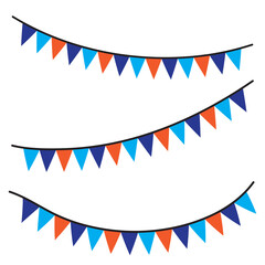 Carnival garland, birthday party decoration. Rainbow Pennant Banner Flags. Colorful multicolored triangular flags. Triangle flags template. 11:11