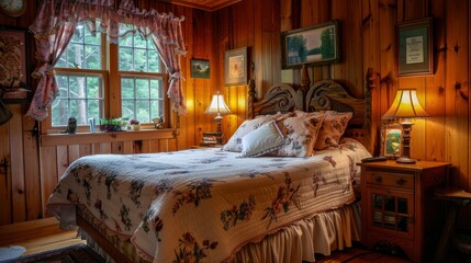 A cozy bed and breakfast with themed rooms and homemade breakfast  AI generated illustration