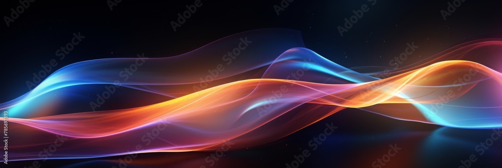 Poster abstract dynamic waves flowing in blend of colors and light. fluid digital artwork background. gener