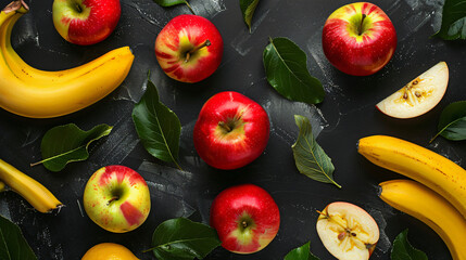 Food background - apple and banana background