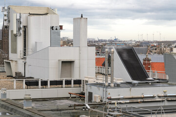Rooftop View with Industrial Detail.