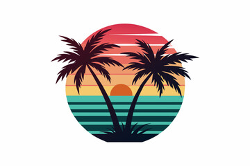 t-shirt-design--summer-sunset-vector illustration 