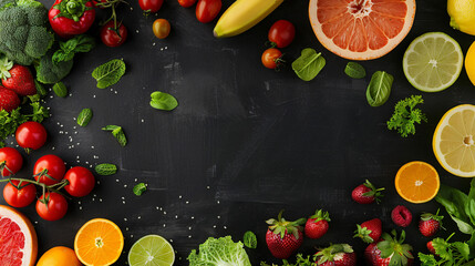 Food background - fruits and vegetables background