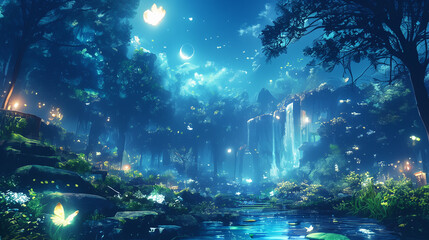 Forest in night