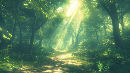 sun rays in the forest