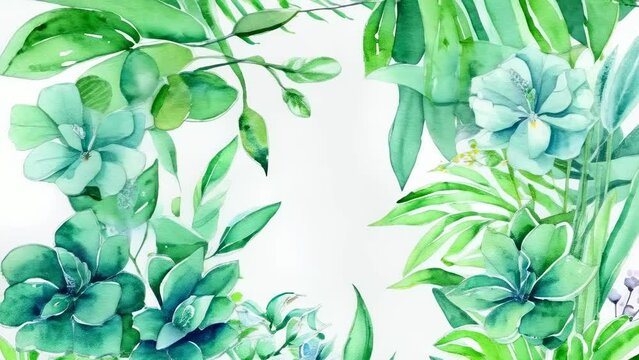 A delicate watercolor border of tropical greenery with a clear, white center invites peaceful contemplation and creative customization. Cosmetic organic products