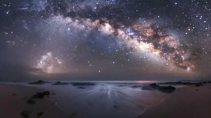 Obraz premium A mesmerizing view of the Milky Way galaxy stretching across the night sky.