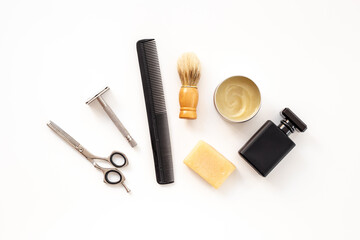 Fototapeta na wymiar Zero waste shaving tools and cosmetic products with perfume