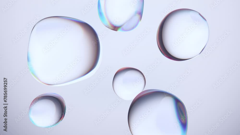 Poster abstract animation of a colorful bubbles, 3d render, 4k video, loop