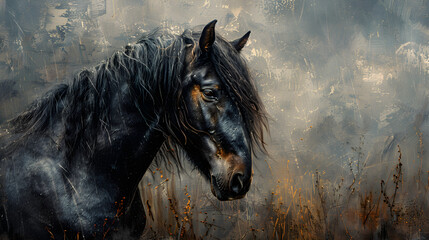 Obraz na płótnie Canvas A painting of a horse