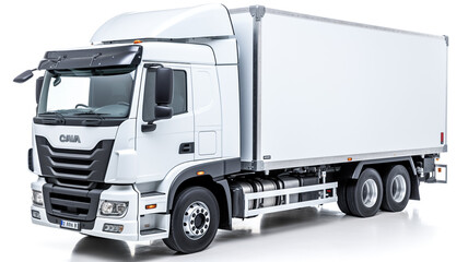 Delivery white truck isolated over white background.
