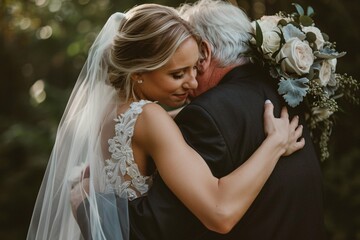 A heartfelt embrace between the bride and her father, captured in a close-up shot that conveys their bond and love 01