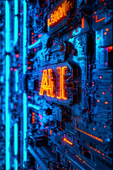 Intelligence artificielle, AI, IA, android, robot,  ordinateur intelligent, Processus d'apprentissage automatique, Concept des technologies informatiques modernes, circuit intelligent