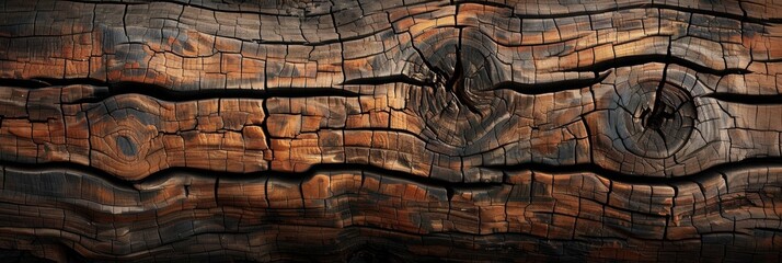 old oak wood with deep cracks and strong grain - obrazy, fototapety, plakaty