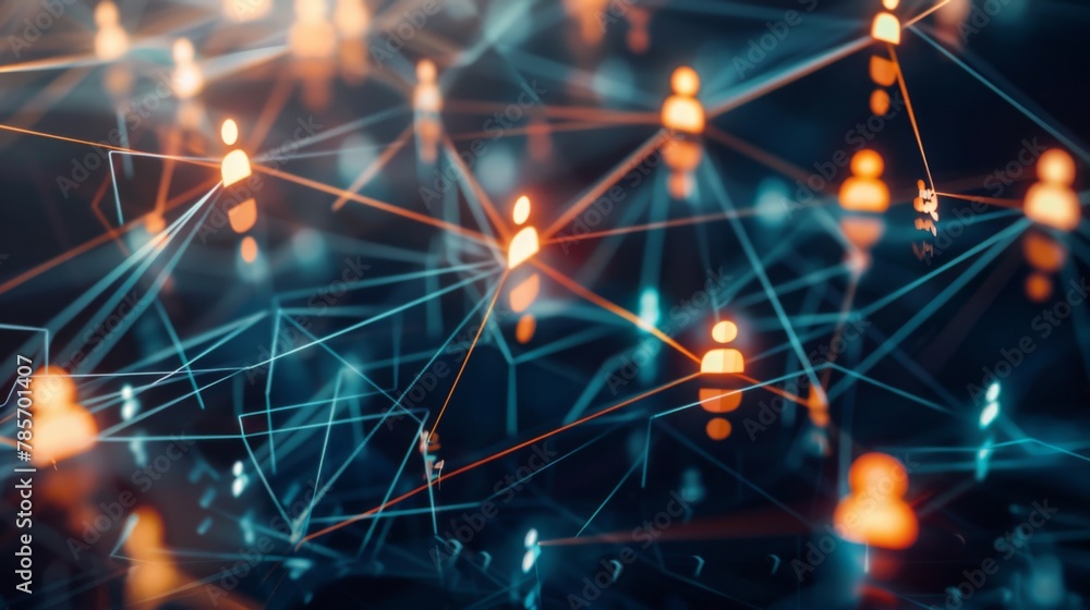 Poster abstract network connections with glowing nodes
