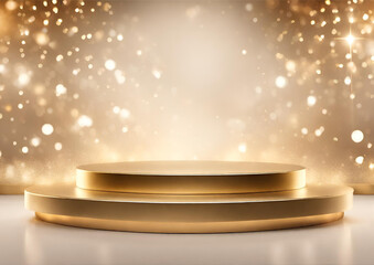 Background abstract luxury background product display podium with golden light and bokeh effects 