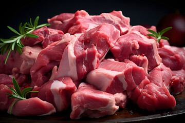 Pork shoulder on a fresh meat market