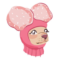 cartoon vector in a chihuahua hat, portrait of a dog on a white background