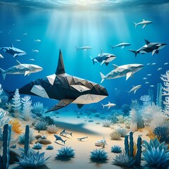 Obraz premium paper shark & killer whale