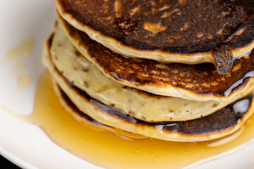 bee sweet honey on milk pancakes