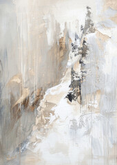 A modern painting, abstract art in the calm beige and white color palette. Vertical image, a poster for the wall.