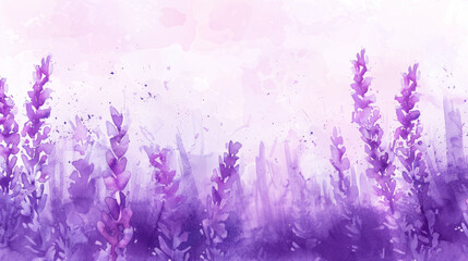 Abstract background of lavender flowers, watercolor drawing.